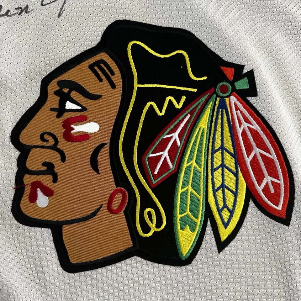 Vintage CCM Chicago Blackhawks Jersey Bobby Hull 9 Golden Jet Signed White Large - Image 4 of 4