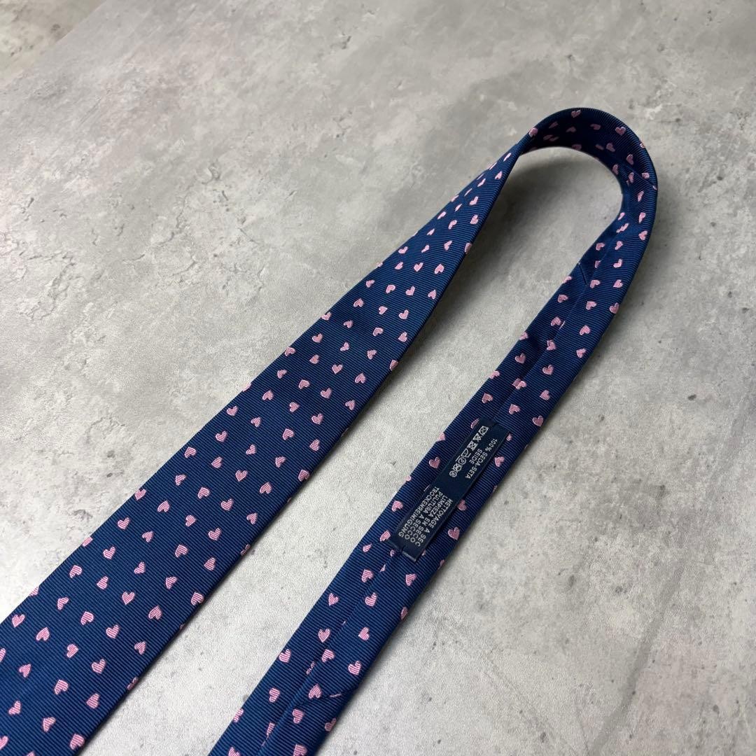 HERMES  Jacquard Heart Pattern Dot Pattern Tie Na… - image 5