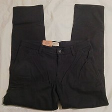 Weatherproof Vintage Men Fleece Lined Canvas Utility Pant Relaxed Black 34x34