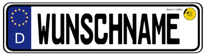Namensschild im KFZ Kennzeichen Look +Pad versch.Größen V1