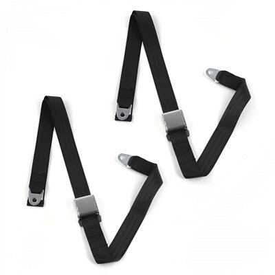 VW Type 1 1968 - 1983 Airplane 2pt Black Lap Bucket Seat Belt Kit - 2 Belts rod