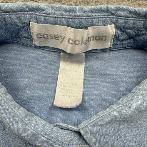 Casey Coleman Shirt Women's L Cotton Western Cowboy Horses Embroidered Blue VTG - Picture 3 of 9