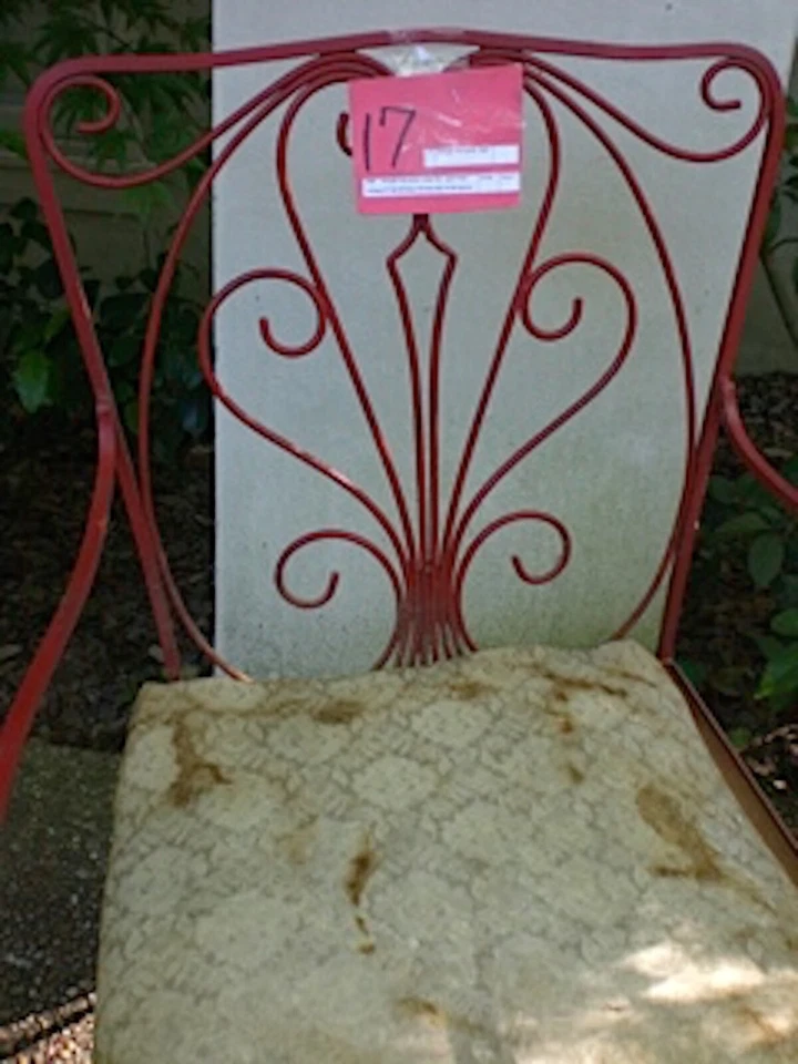 Antigua silla de patio estilo Salterini de hierro forjado jardín 1950 Foto 3 de 4