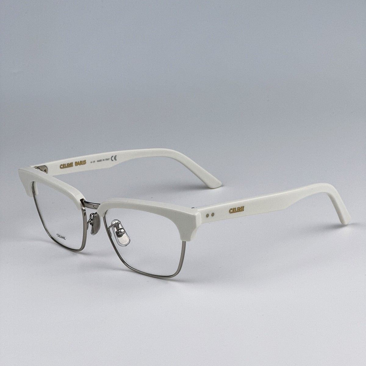 NEW Celine CL50026U 017 Matte Palladium White Geometric Women Eyeglasses Celine Women Eyeglasses Palladium White Demo Geometric  main image 4