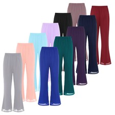 Women's Chiffon Wide Leg Elasticated Waist Comfy Loose Palazzo Long Pants