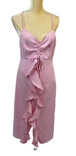Women's Large Endless Rose Front Ruffle Dress Sleeveless Midi Pink Lining (R2)