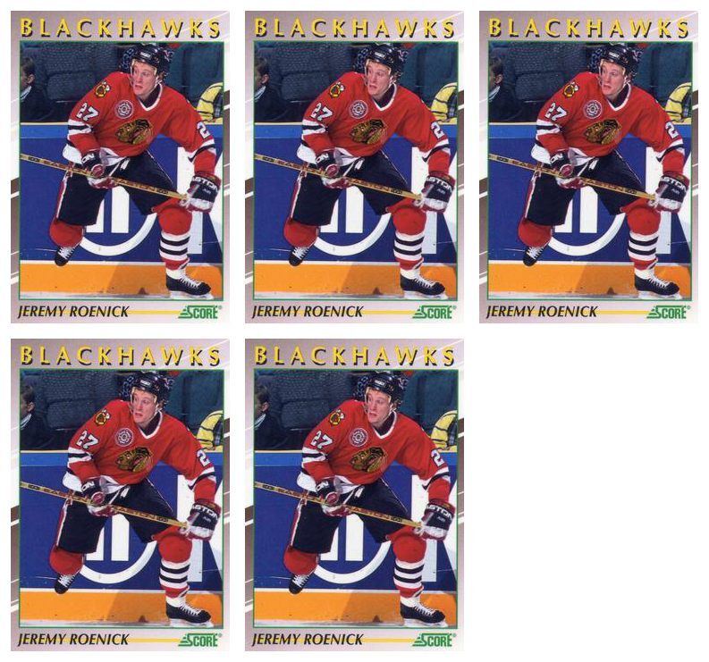 (5) 1991-92 Score Young Superstars Hockey #21 Jeremy Roenick Card Lot Blackhawks