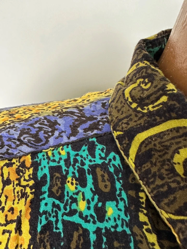 Vintage Tulliano Shirt Men M Colorful Geometric Tribal Hawaiian Hipster Rayon - Image 2 of 4