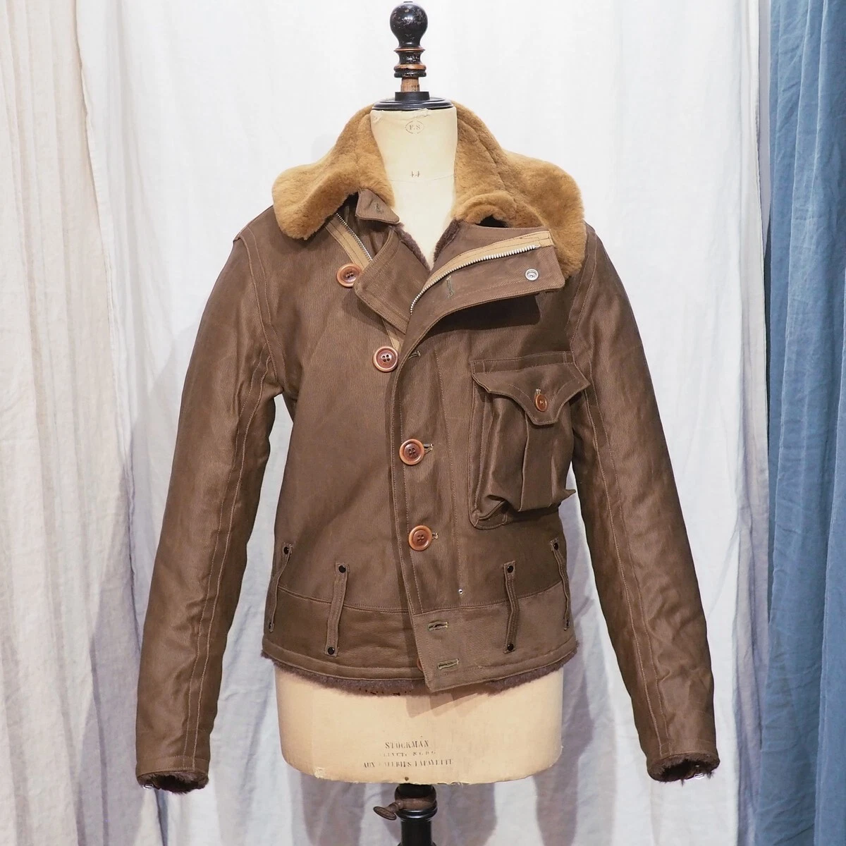 FREEWHEELERS #2131028 TAILDRAGGER WINTER FLYING JACKET Size:42 DARK SEPIA BROWN