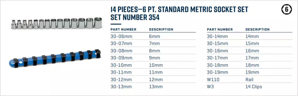 Wright Tool 6 Point Socket Set 14 Piece 3/8" Drive Metric 354 - Image 2 of 2