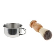 Stainless Steel Shaving Mug Bowl Men's Durable Shave Cup with Brush Set