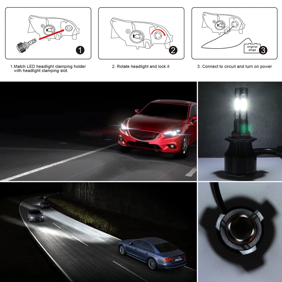 适用于 2002 - 16 FreightlinerM2 100 106 112 4 侧 LED 车头灯高低光束灯泡套件 — 第 4/4 张图片