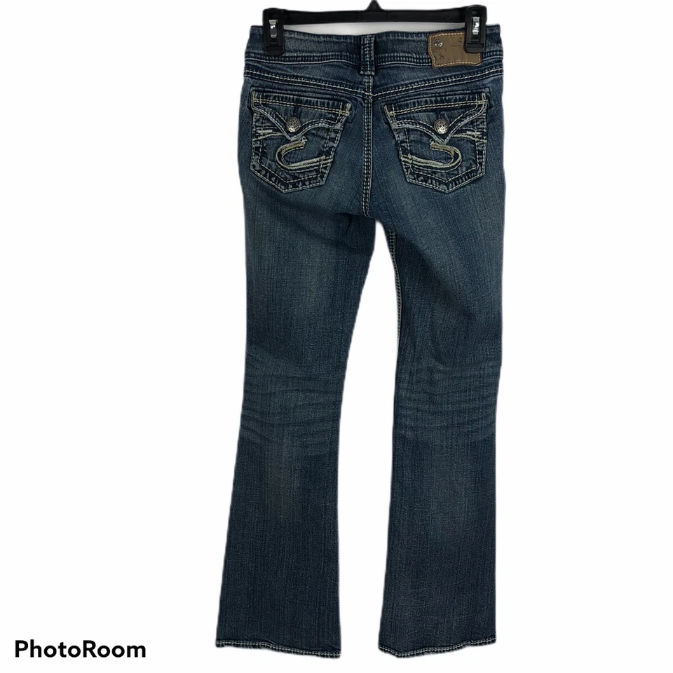 SILVER Women’s Blue Jeans Sz 2 (25) SUKI SURPLUS Distressed Ripped 99% Cotton - Image 2 of 4