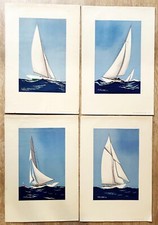 Georges FOUILLE - AMERICA'S CUP.  Beautiful Suite of 4 Lithographs. SEA SAIL