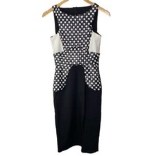 Tempest Ladies retro style dress sleeveless A-line black white sequins size 8