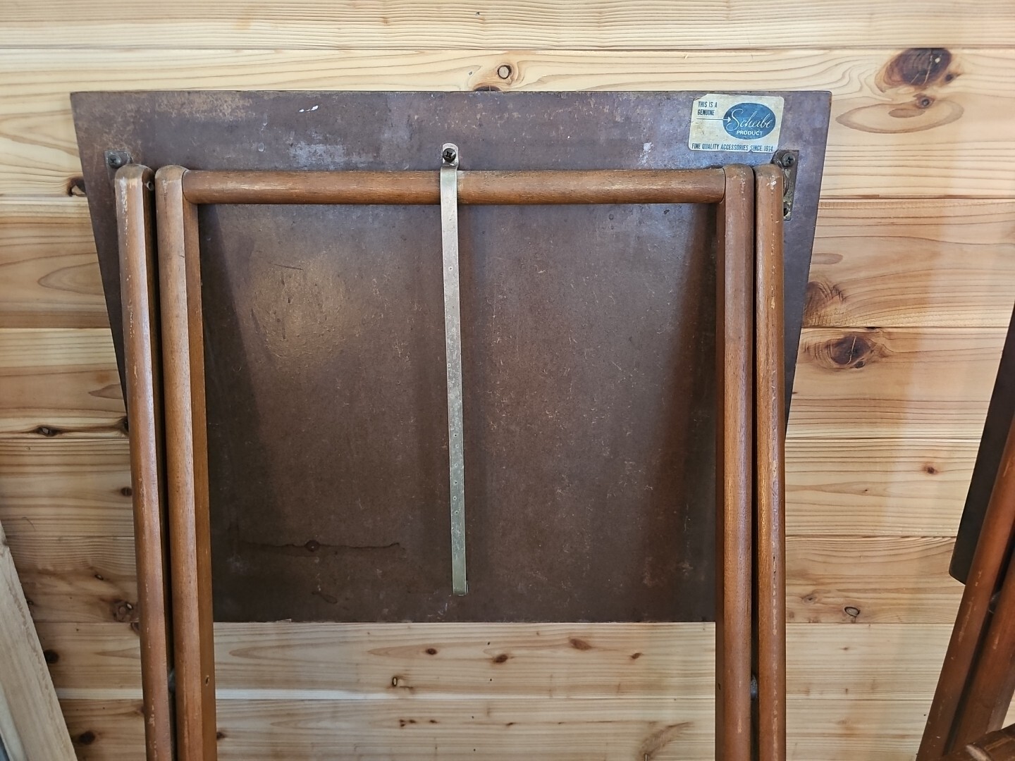 Vintage MCM SCHEIBE TV Table Wood Folding Trays Set Of 4 with stand