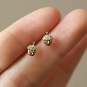 Authentic 1.50Ct Simulated Round Cut Diamond Acorn Stud Earrings In 14K Yellow Gold Plated