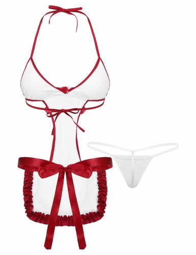 Nurse Cosplay Uniform Cupless Bra Top Costume Babydoll Dress Lingerie Bodysuit - Picture 88 of 139