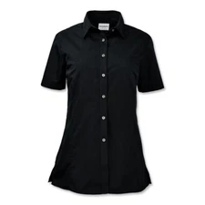 Aramark WearGuard® Women's Black Short-Sleeve Poplin Shirt Sz M NWT DEF-14083