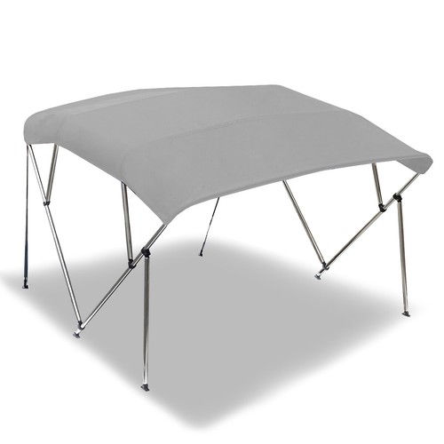 4 Bow 1.5m-1.7m Grey Boat Bimini Top Canopy Cover With Rear Poles & Storage - Picture 3 of 7
