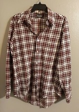 MEN'S VINTAGE 70'S DISCO BROWN LONG SLEEVE/ BUTTON DOWN SHIRT.SIZE L