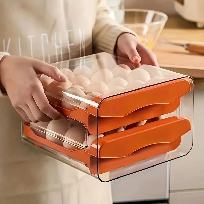 Refrigerator Egg Storage Box Crisper Kitchen Tray Can Be Stacked Double-layer