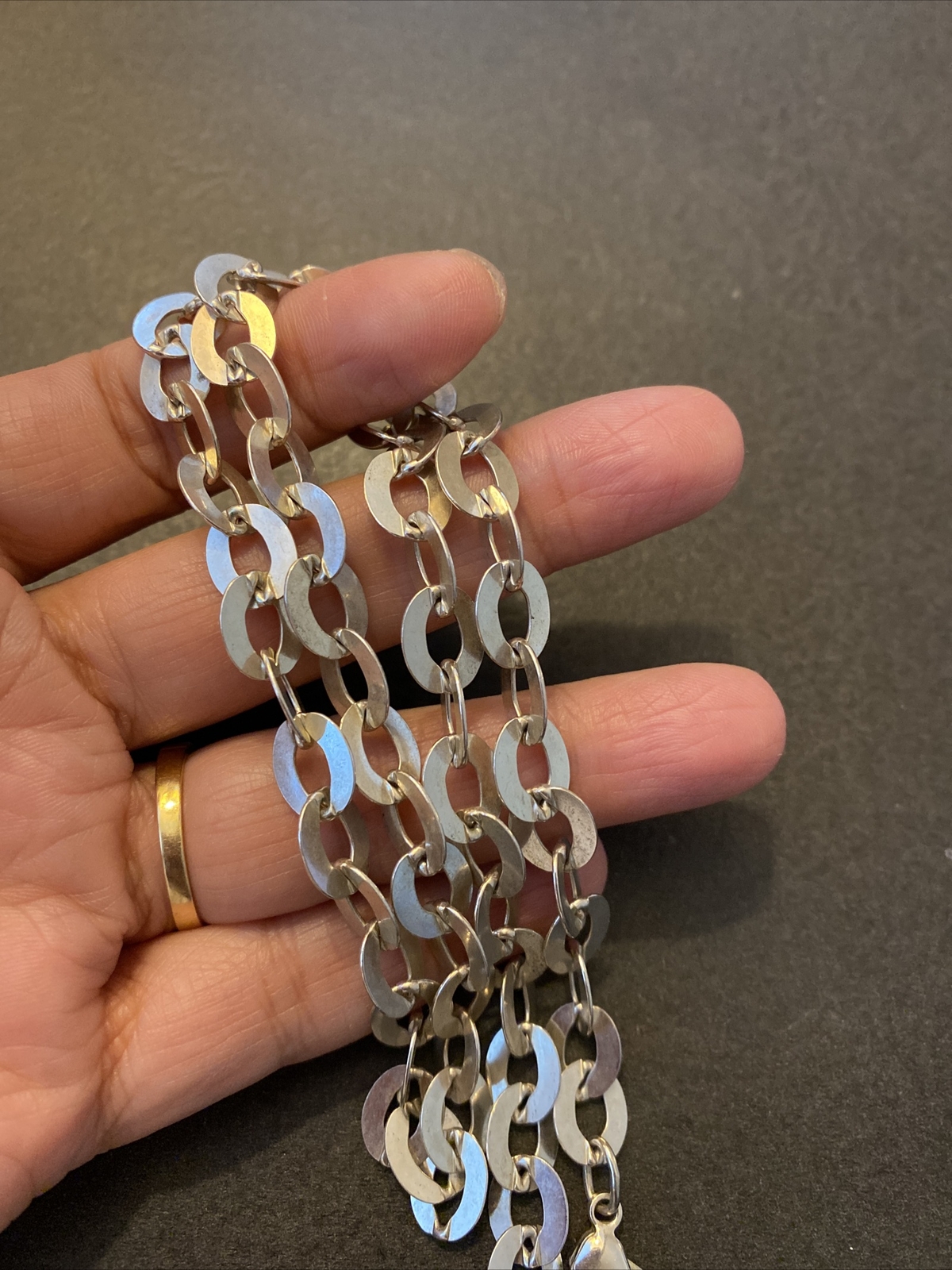 925 Sterling Silver Loop Link Necklace - image 5