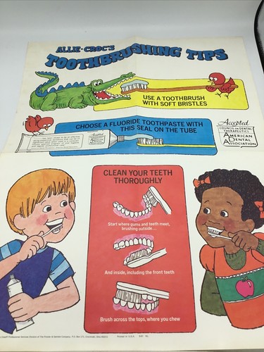 1979 Crest Toothpaste Vintage Allie Croc Kids Poster Retro Art Dentistry Crocs - 第 1/5 張圖片
