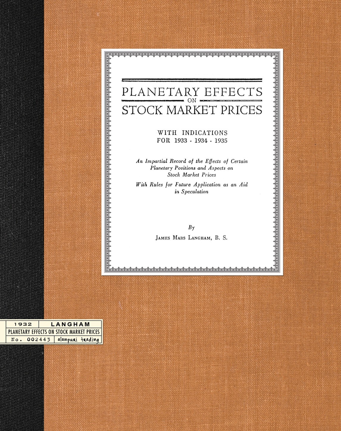 (1932) Planetary Effects On Stock Market Prices By Langham - Financial Astrology