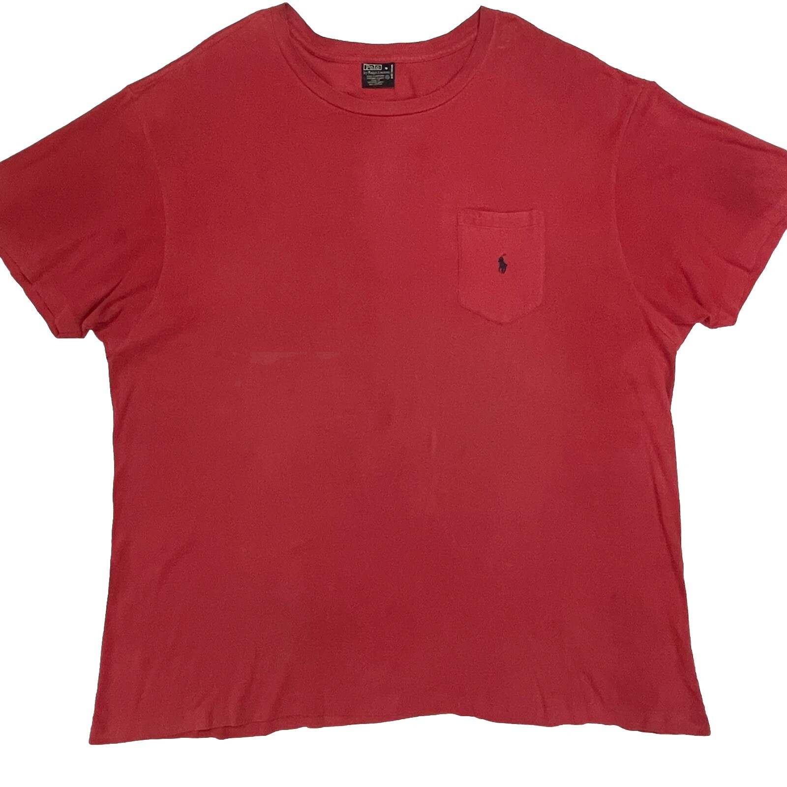 POLO Ralph Lauren T Shirt Uomo 2XL Rosso Tasca Ricamata Blu Navy Pony Preppy