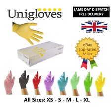 10 - 100 Unigloves Black Pink Pearl Nitrile Latex Disposable Gloves Food Safe 