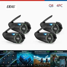 EJEAS Q8 Motorcycle Helmet Bluetooth Intercom Mesh 3.0  6 Rider Group Headset 4X