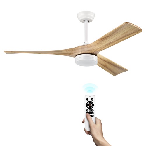 3 Blades Ceiling Fan Light With Remote Control 6 Speeds Reversible White Timer - Picture 9 of 12