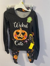 Trick or Treat Sleep Halloween  Wicked Cute  Pajama Set Size 4 Glow In Dark NWT