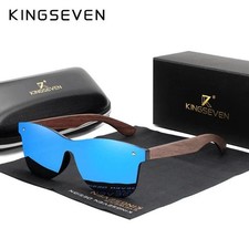 KINGSEVEN Handmade Sunglasses Men Polarized Walnut Wooden Eyewear Women Mirror V