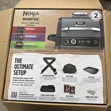 Ninja OG701UK Woodfire Electric BBQ Grill and Smoker - Grey Lid / Black Body 