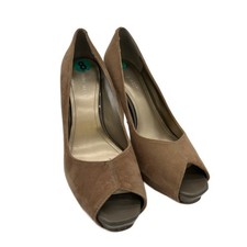 Nine West Shoes Women's Size 8 Peep Toe Camel Tan Taupe Suede Heels Pumps  Brown