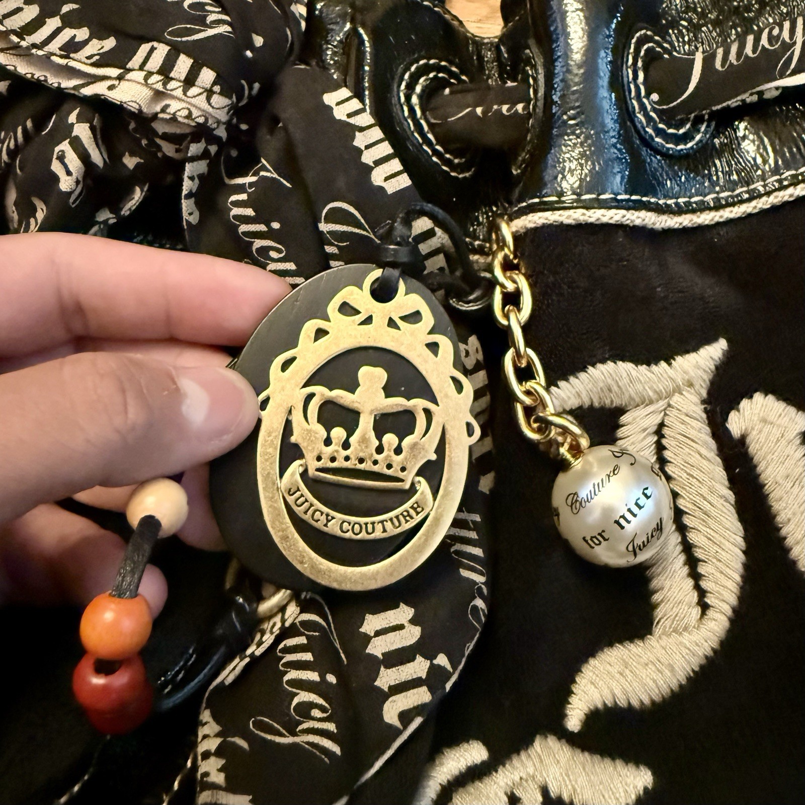 RARE Vintage Y2K Juicy Couture Velour Daydreamer Bag Strawberry Fields Black image 5