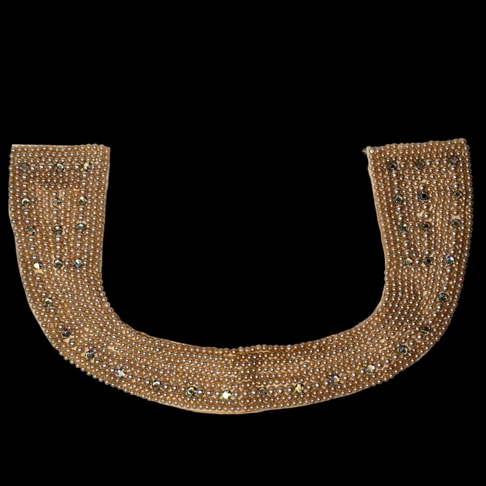 Collar Vintage Años 50 Perlas Cuentas Estrás Hecho a Mano Japón Novia Foto 2 de 4