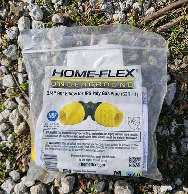 HOME-FLEX 3/4 in. IPS DR 11 Underground Yellow Poly Gas Pipe 90 Elbow FREE SHIPP