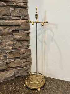 Vintage Brass And Iron Handcrafted Fireplace Tool Stand