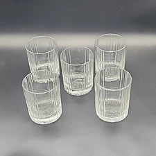 Set of 5 Libbey Lowball Water Stratus Ribbed Glasses Disc 2009-2010