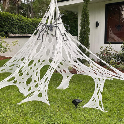 Spider Webs Halloween Decorations, Stretchy Halloween Beef Netting Spider Web, S