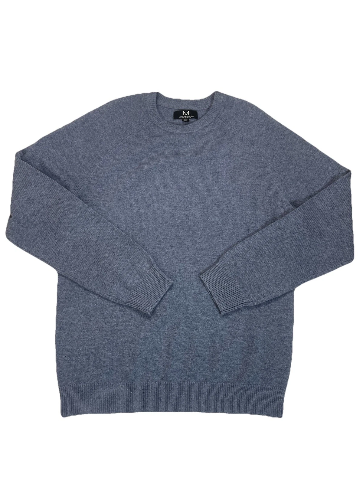 Magaschoni Men’s Sweater L Lambswool Blue Quiet Luxury Academia Old Money