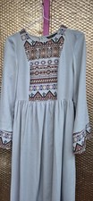 SheIn Size XS Extra Small Grey Boho Long Sleeve Maxi Long Dress (326/271/v)