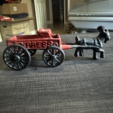 Vintage Cast Iron Express Wagon/Cart With Goat Pulling