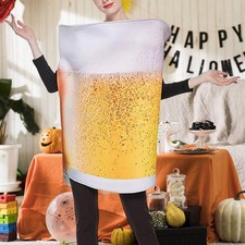 Beer Mug Costume Funny Fancy Dress Beverage Cosplay Suit for Birthday Accessory