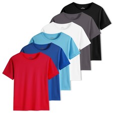 6-Pack Boys Shirts Youth Athletic Quick Dry Boys T Shirts Mesh Short Sleeve W...