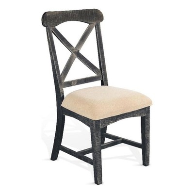 Pemberly Row 40'' Wood Dining Chairs w/ Cushion Seat in Black (Set of 2)