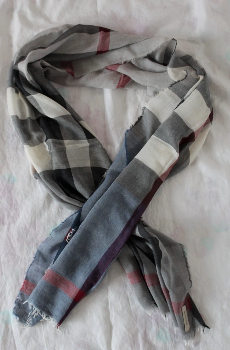 BURBERRY Wool Silk Authentic Check Lightweight Scarf Women